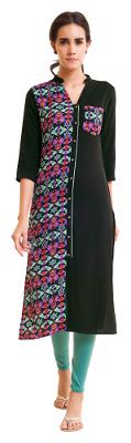 

NAARI Women Blue Embroidered Straight Kurta