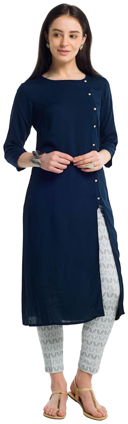 

NAARI Women Blue Solid Straight Kurta