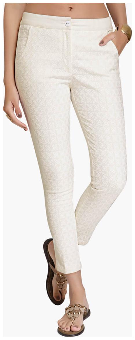 

NAARI Women White Slim fit Cigarette pants