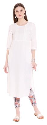 

NAARI Women White Solid Straight Kurta