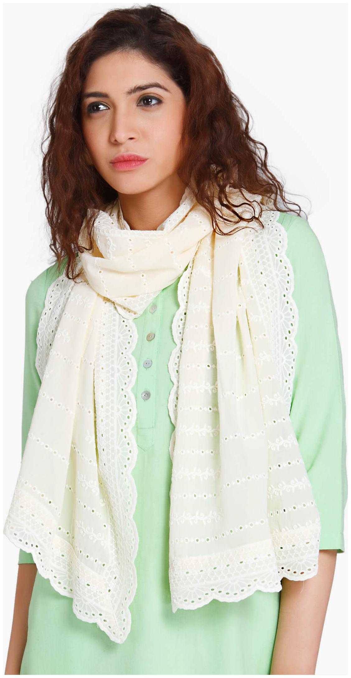 

NAARI Satin Striped - White