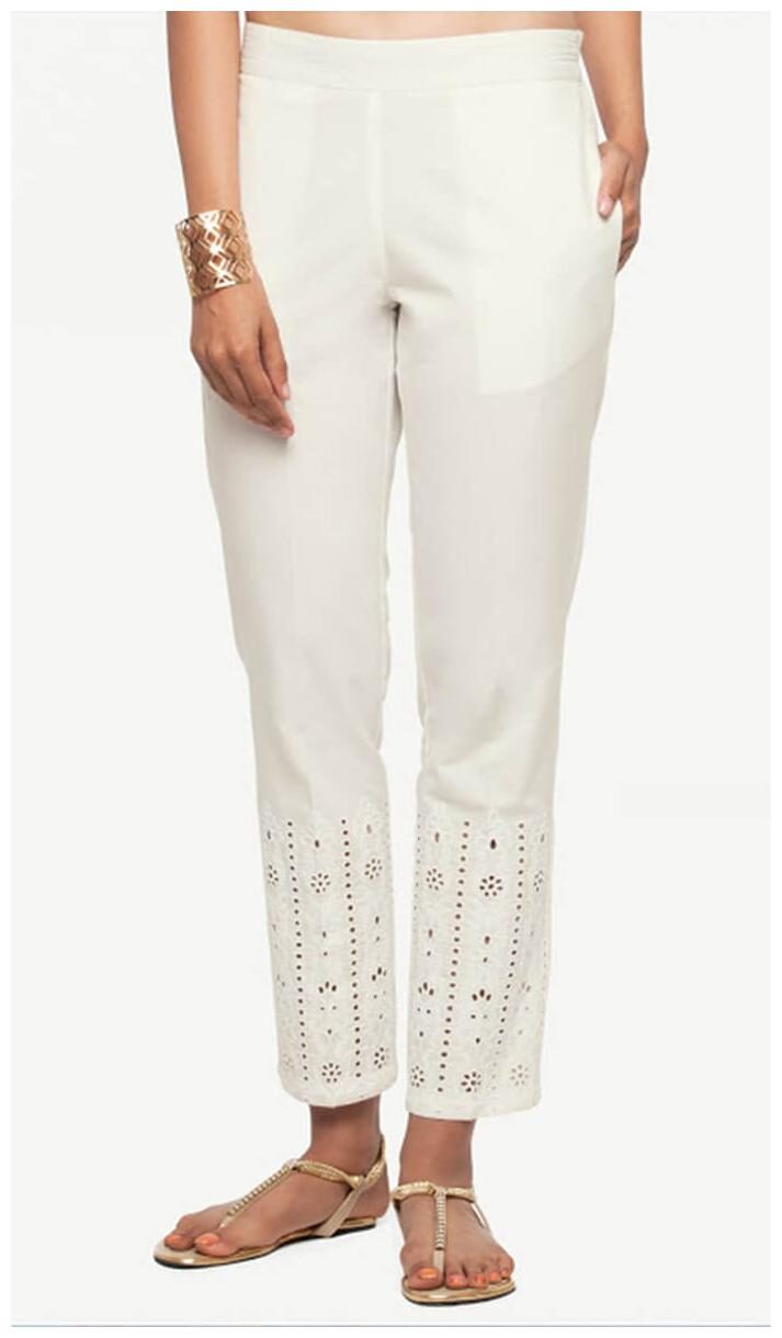 

NAARI Women White Slim fit Cigarette pants