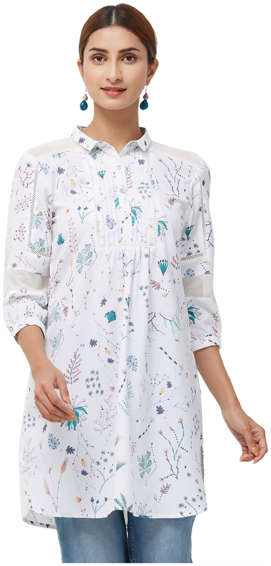 

NAARI Women Printed Regular tunic - White