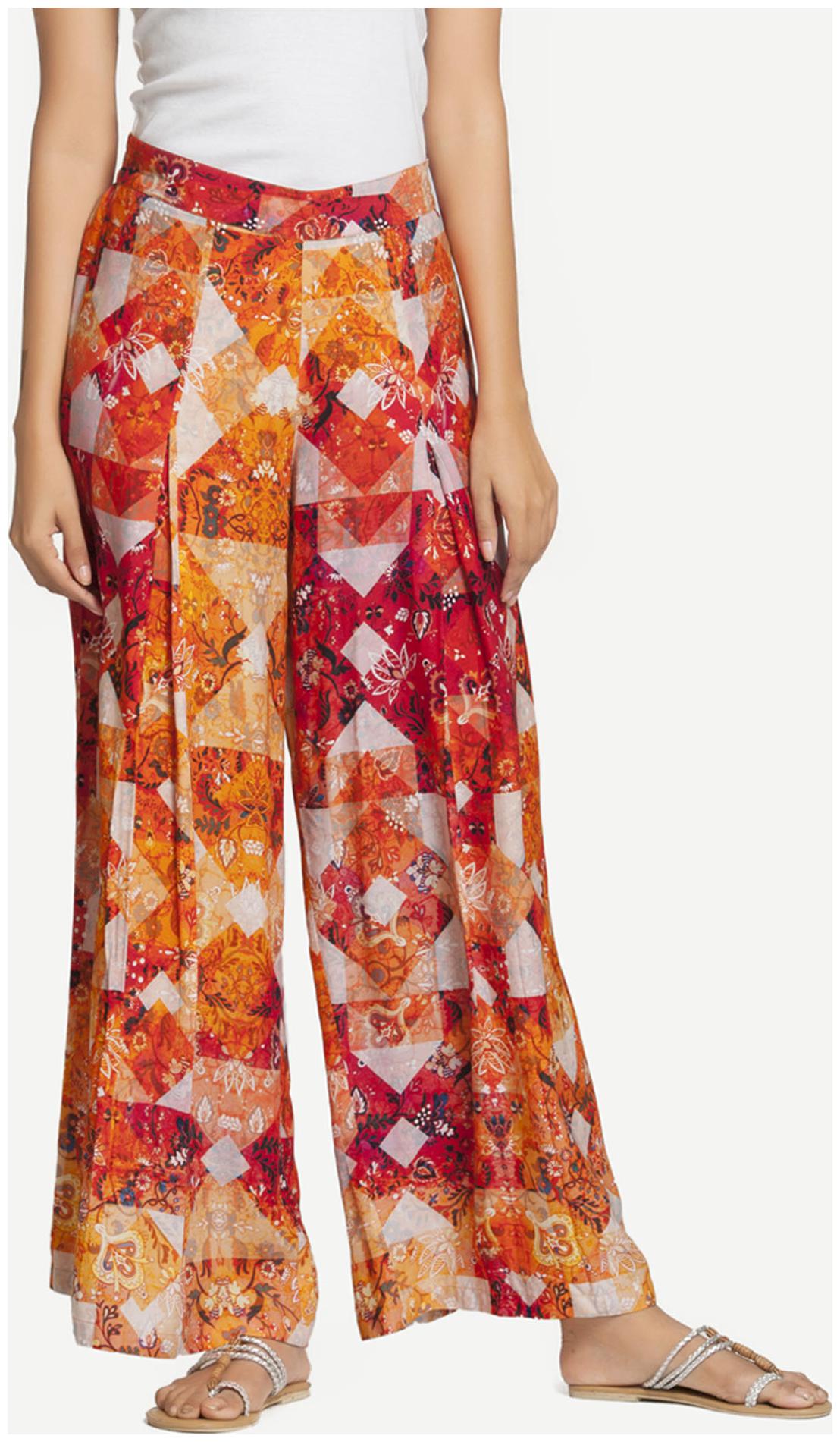 

NAARI Orange Rayon Printed Palazzo For Women s