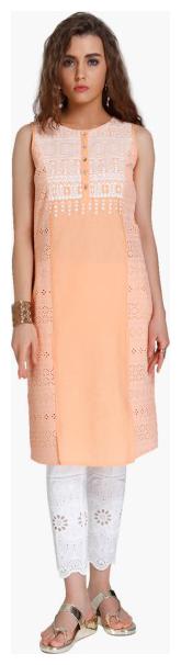 

NAARI Women Orange Embroidered Straight Kurti