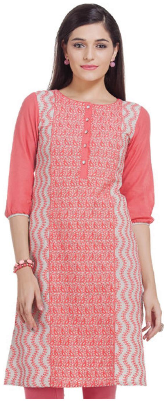 

NAARI Women Pink Embroidered Straight Kurta