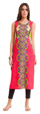 

NAARI Women Pink Printed Straight Kurti