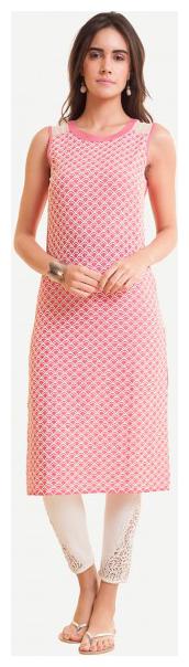 

NAARI Women Pink Embroidered Straight Kurta