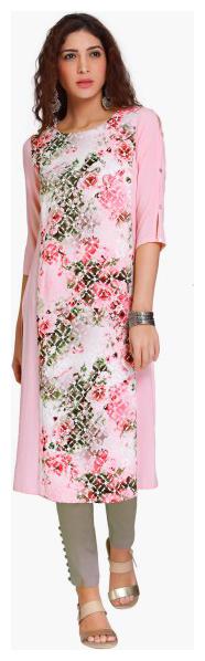 

NAARI Women Pink Embroidered Straight Kurti