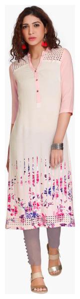 

NAARI Women Pink Embroidered Straight Kurti