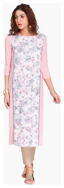 

NAARI Women Pink Embroidered Straight Kurti