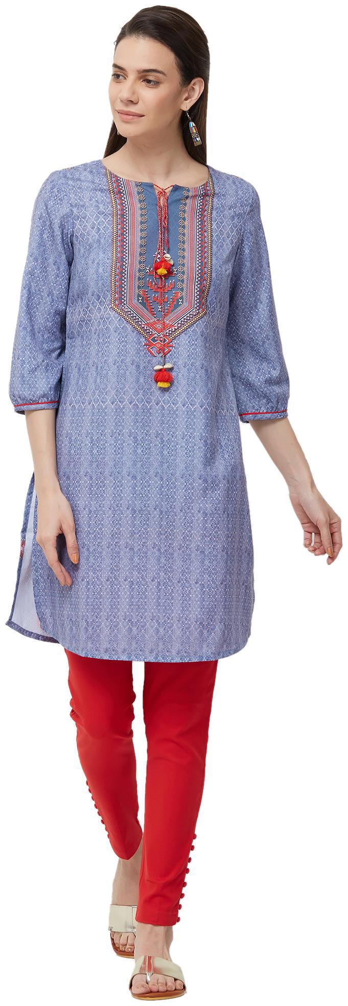 

NAARI Polyester Blue Kurti