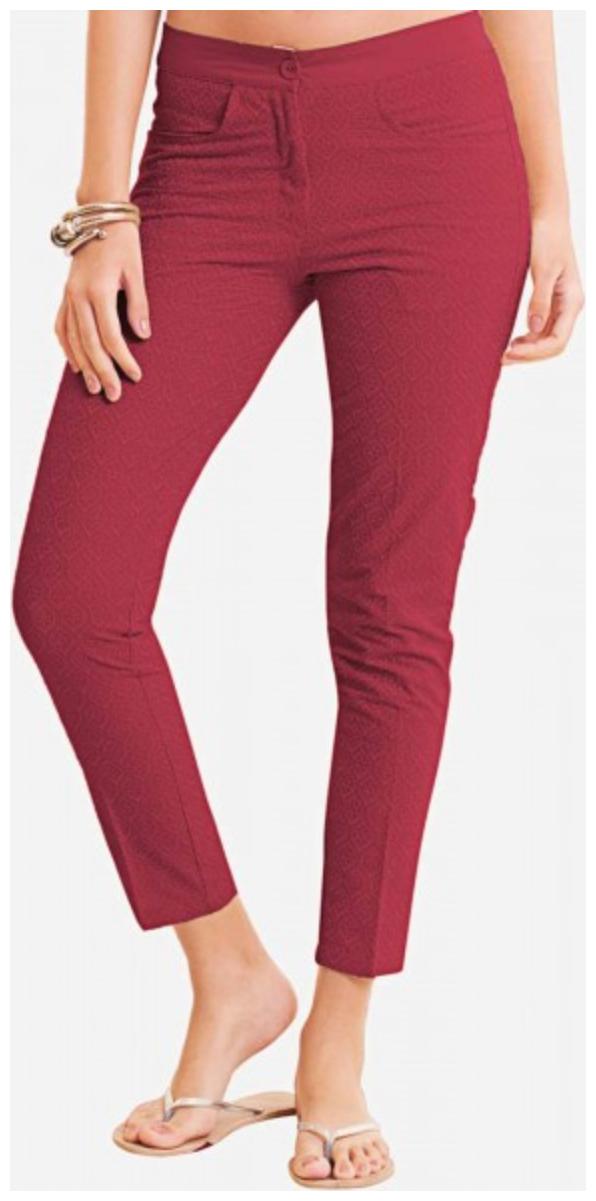 

NAARI Women Maroon Slim fit Cigarette pants