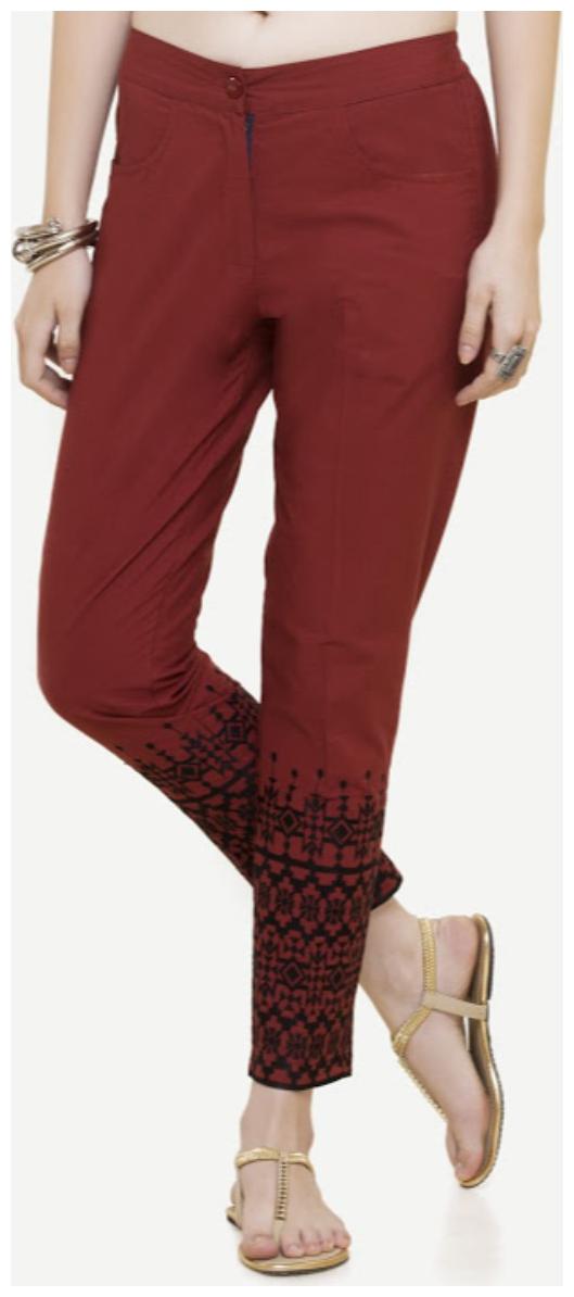 

NAARI Women Maroon Slim fit Cigarette pants