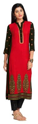 

NAARI Women Red Embroidered Straight Kurta