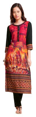 

NAARI Women Red Printed Straight Kurta
