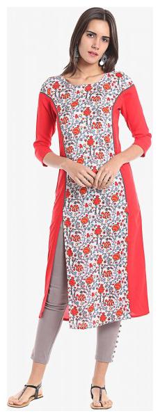 

NAARI Women Red Printed Straight Kurti