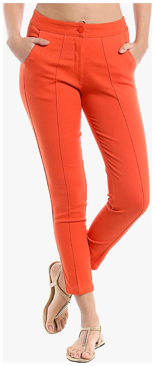 

NAARI Women Orange Slim fit Cigarette pants