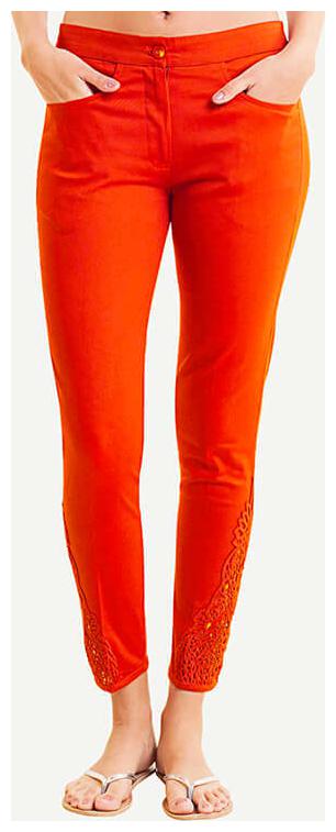 

NAARI Women Orange Slim fit Cigarette pants