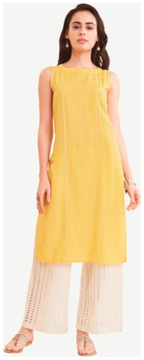 

NAARI Women Solid Regular tunic - Yellow