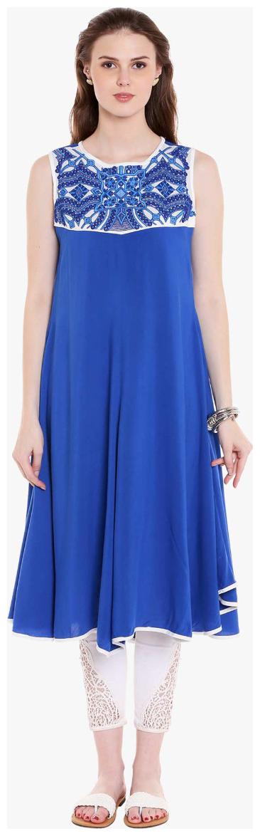 

NAARI Women Embroidered Regular tunic - Blue