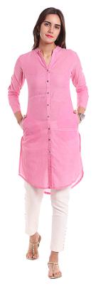 

NAARI Women Pink Solid Straight Kurta