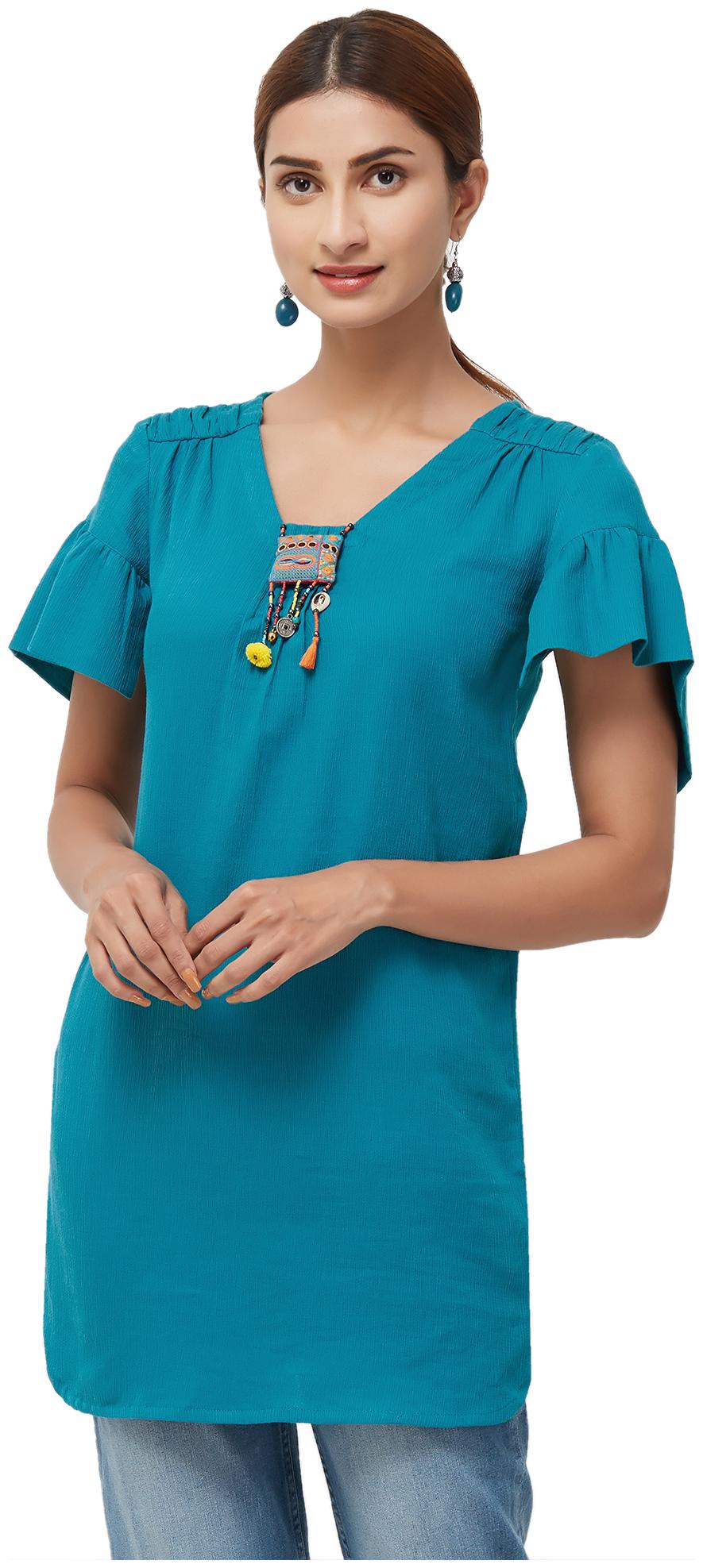 

NAARI Women Embroidered Regular tunic - Blue