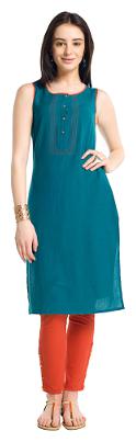 

NAARI Women Green Solid Straight Kurta