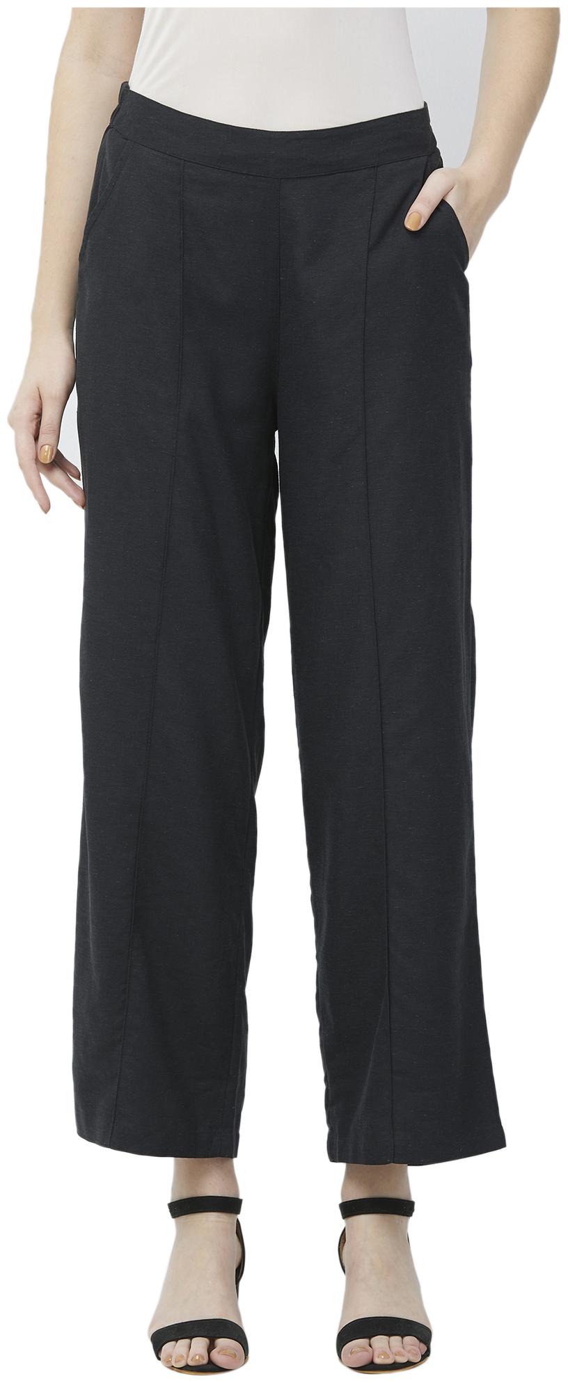 

NAARI Viscose Solid Women Black Regular Palazzo