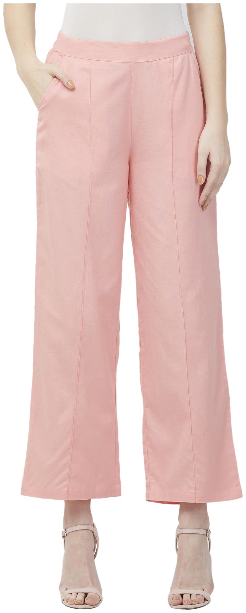 

NAARI Viscose Solid Women Pink Regular Palazzo