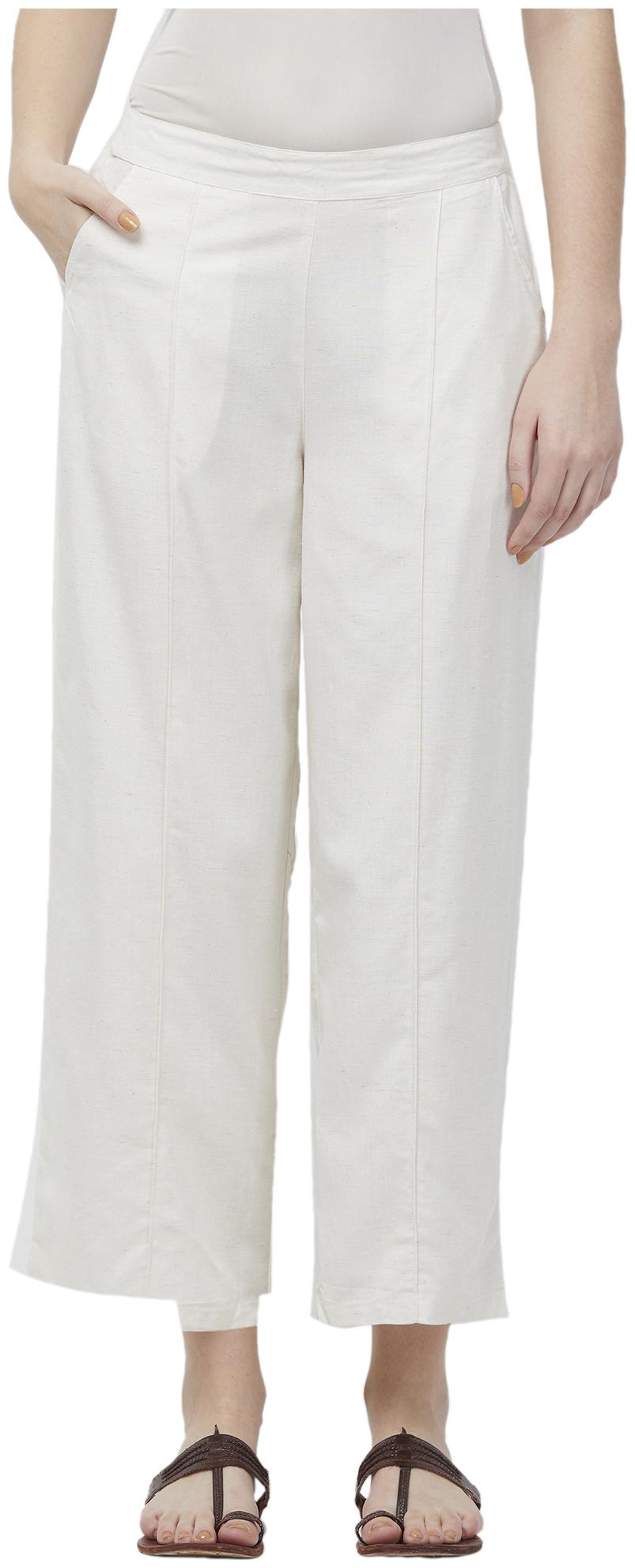 

NAARI Viscose Solid Women White Regular Palazzo