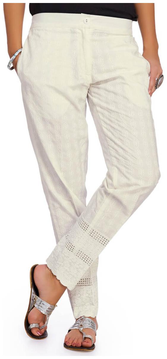 

NAARI Women White Slim fit Cigarette pants