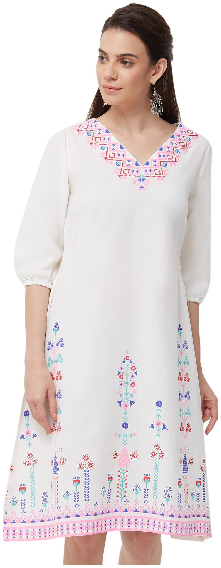 

NAARI Women Printed Regular tunic - White