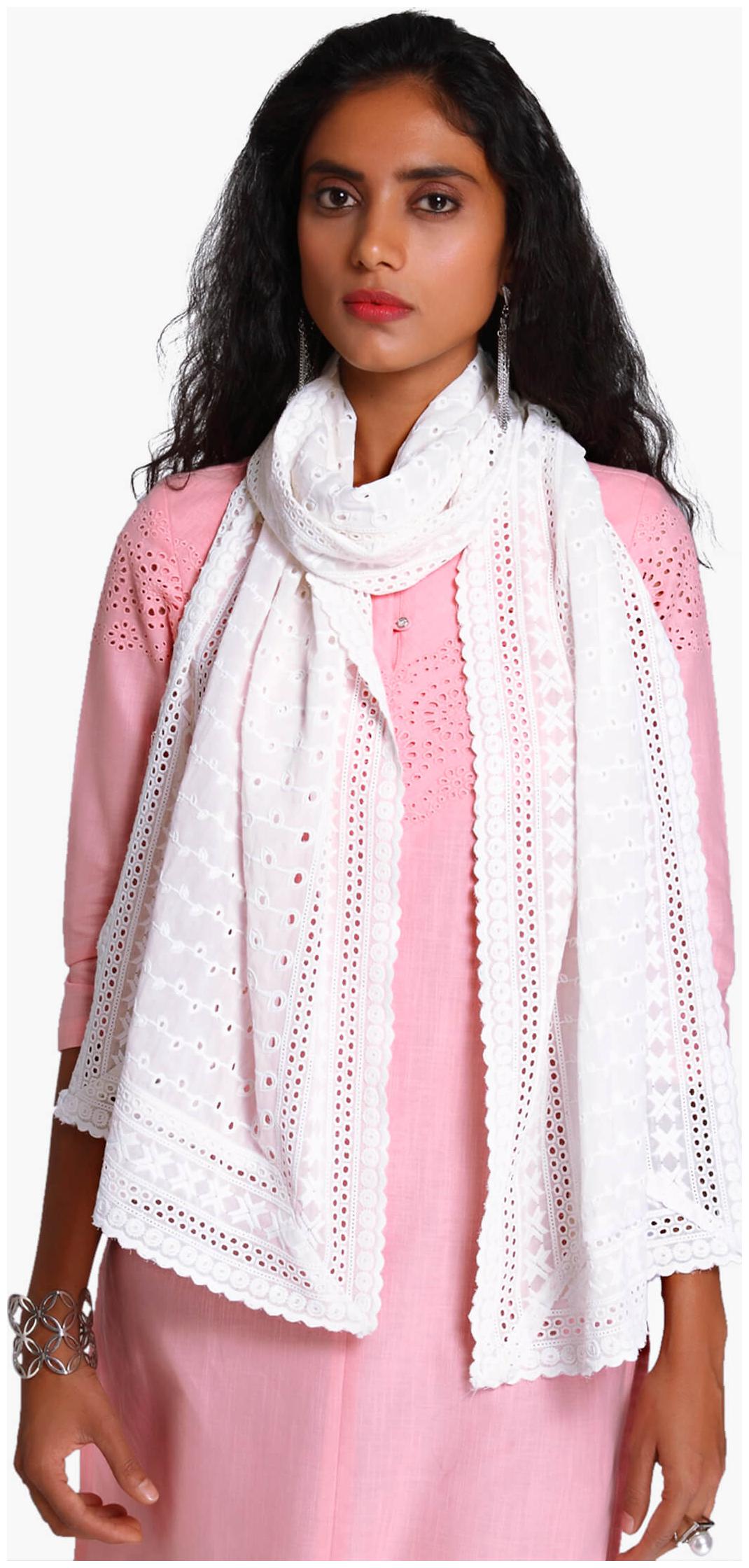 

NAARI Satin Striped - White