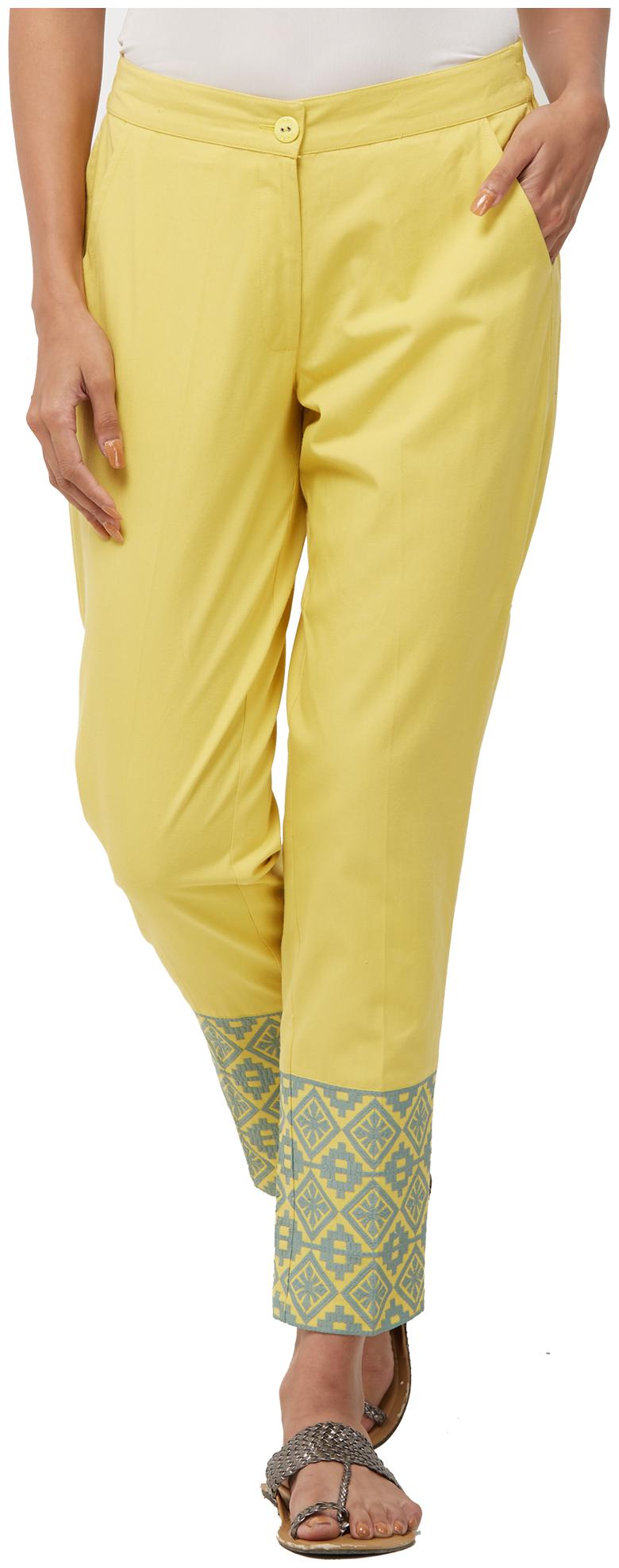 

NAARI Women Yellow Slim fit Cigarette pants