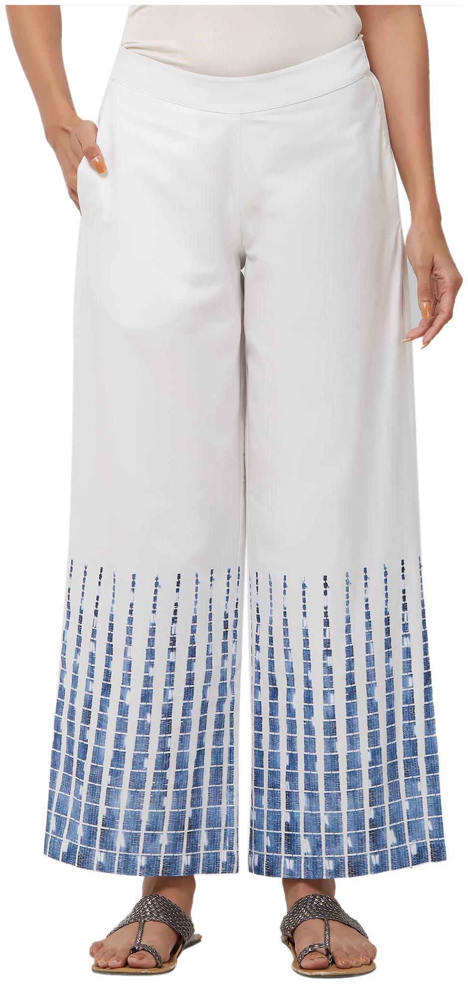 

NAARI Women Cotton White Palazzos