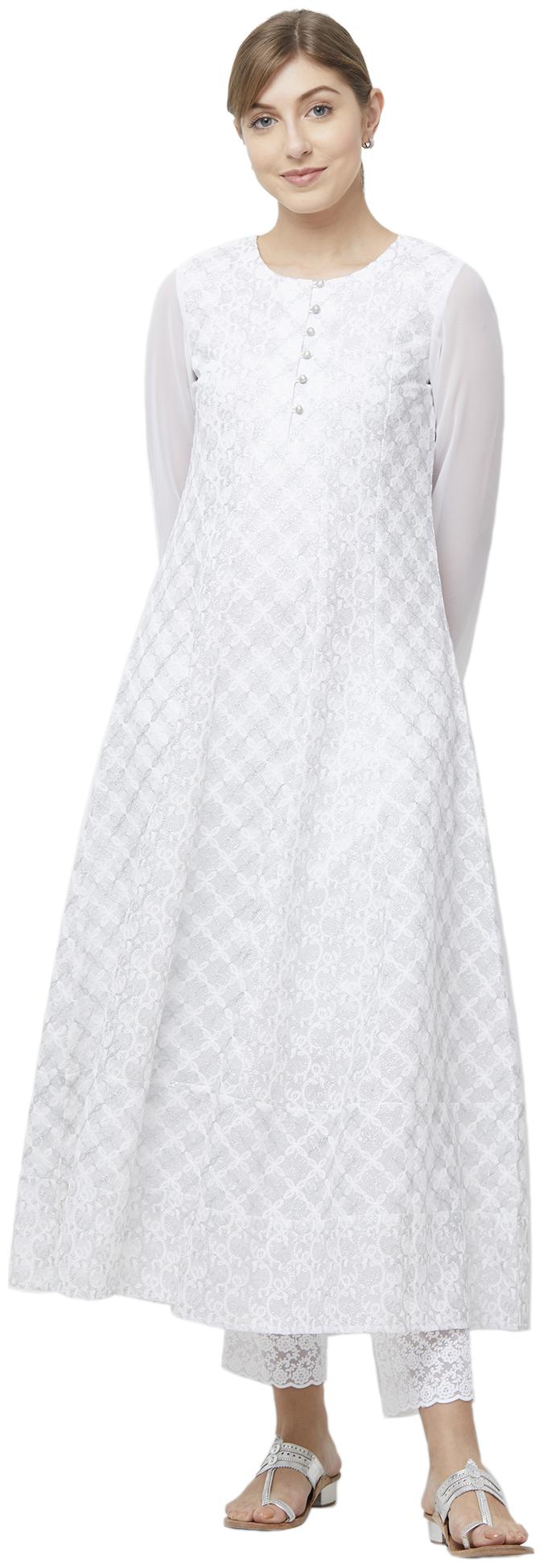 

NAARI Women Georgette Embroidered White Kurti
