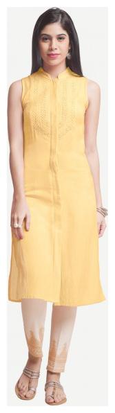 

NAARI Women Yellow Solid Straight Kurti