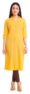 

NAARI Women Yellow Solid Straight Kurta