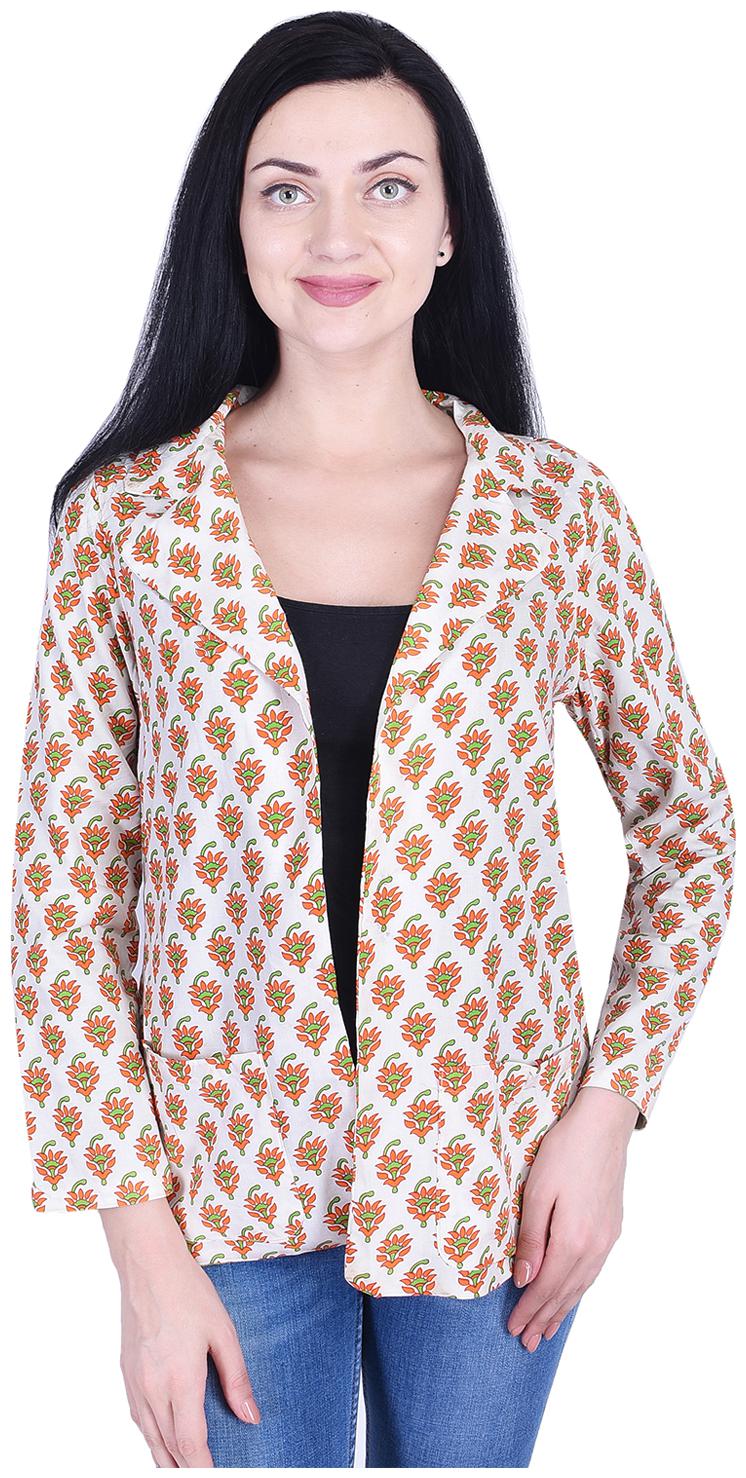 

Nascency Women Rayon Printed White Jacket