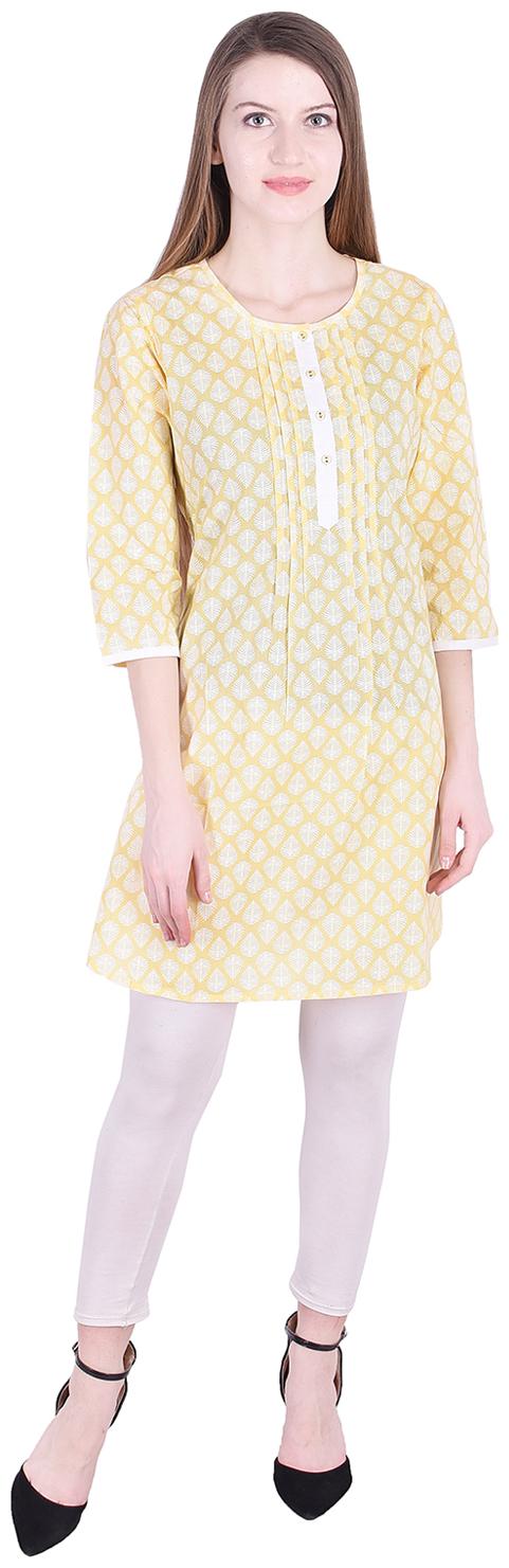 

NASCENCY Women Yellow Printed Straight Kurti