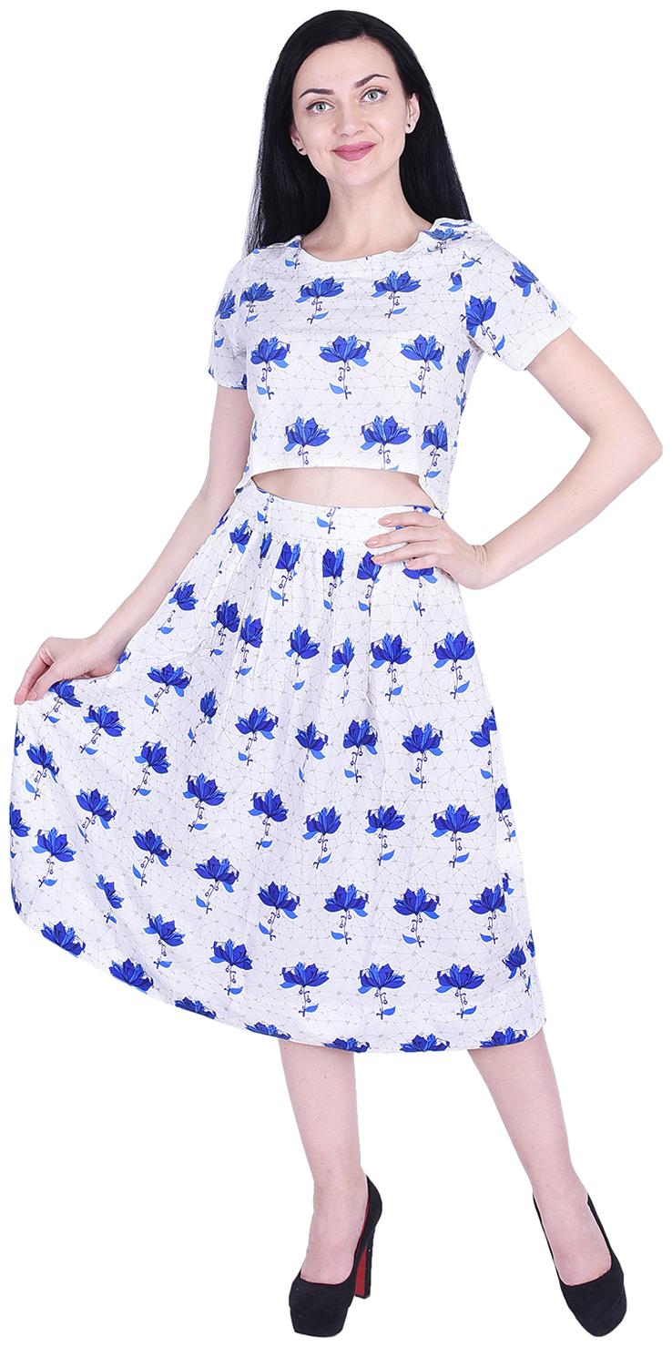 

NASCENCY White Printed Fit flare dress