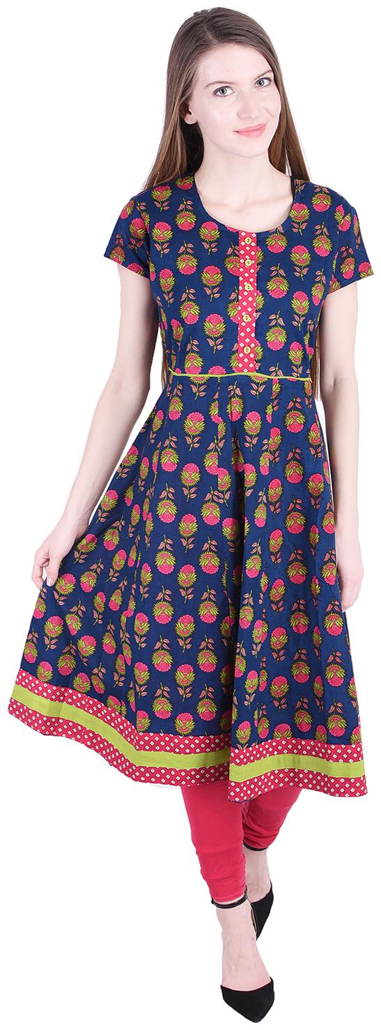 

NASCENCY Women Blue Printed Anarkali Kurta
