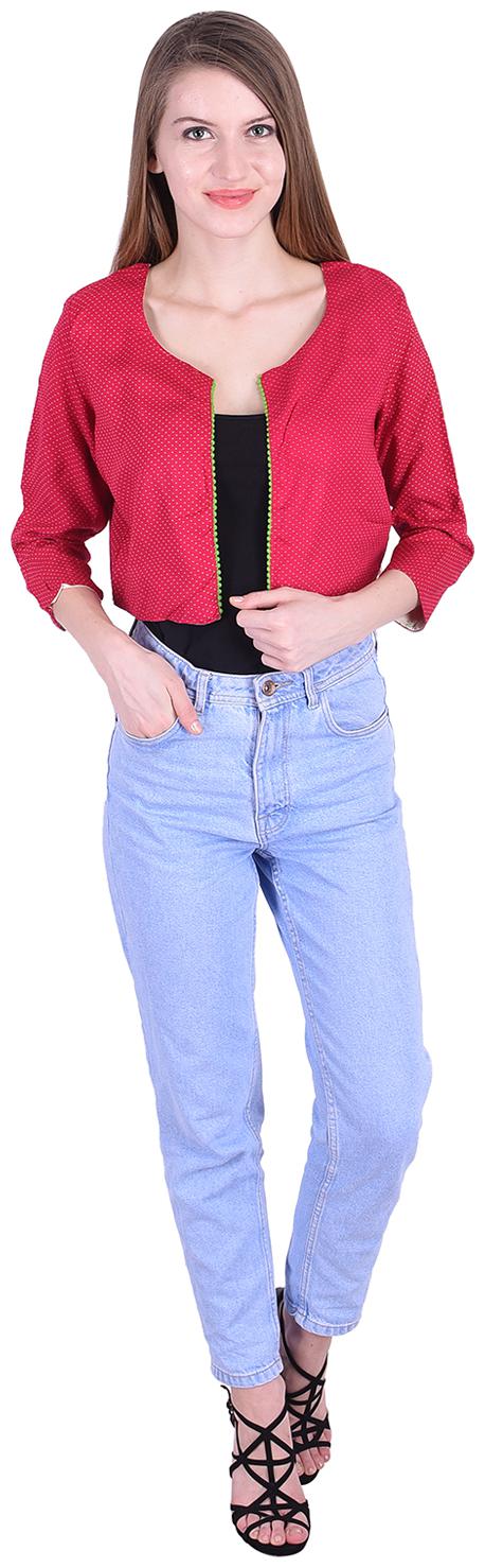 

Nascency Rayon Solid Round Neck 3 4 Sleeves Regular Pink Magenta Fuchsia Casual and Party Wear Women Jacket