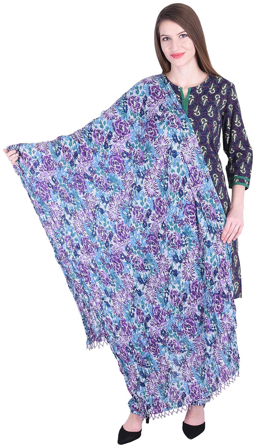 

Nascency Cotton Printed V-Neck 3 4 Sleeve Straight Navy-blue Casual and Party Wear Women Kurti With Patiala And Dupatta