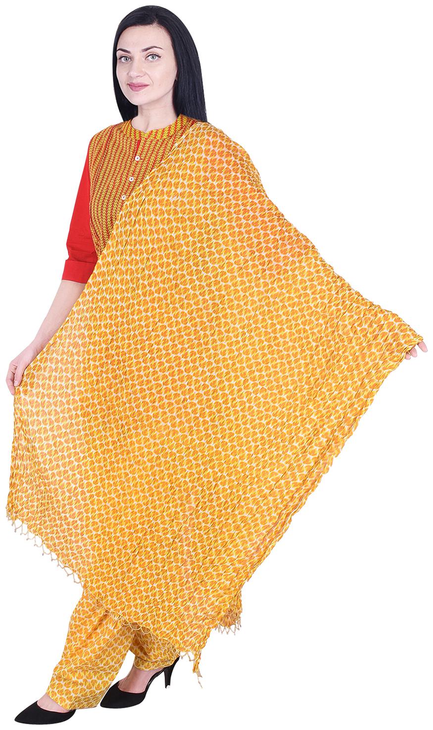 

NASCENCY Women Yellow Printed Anarkali Kurti With Patiala And Dupatta