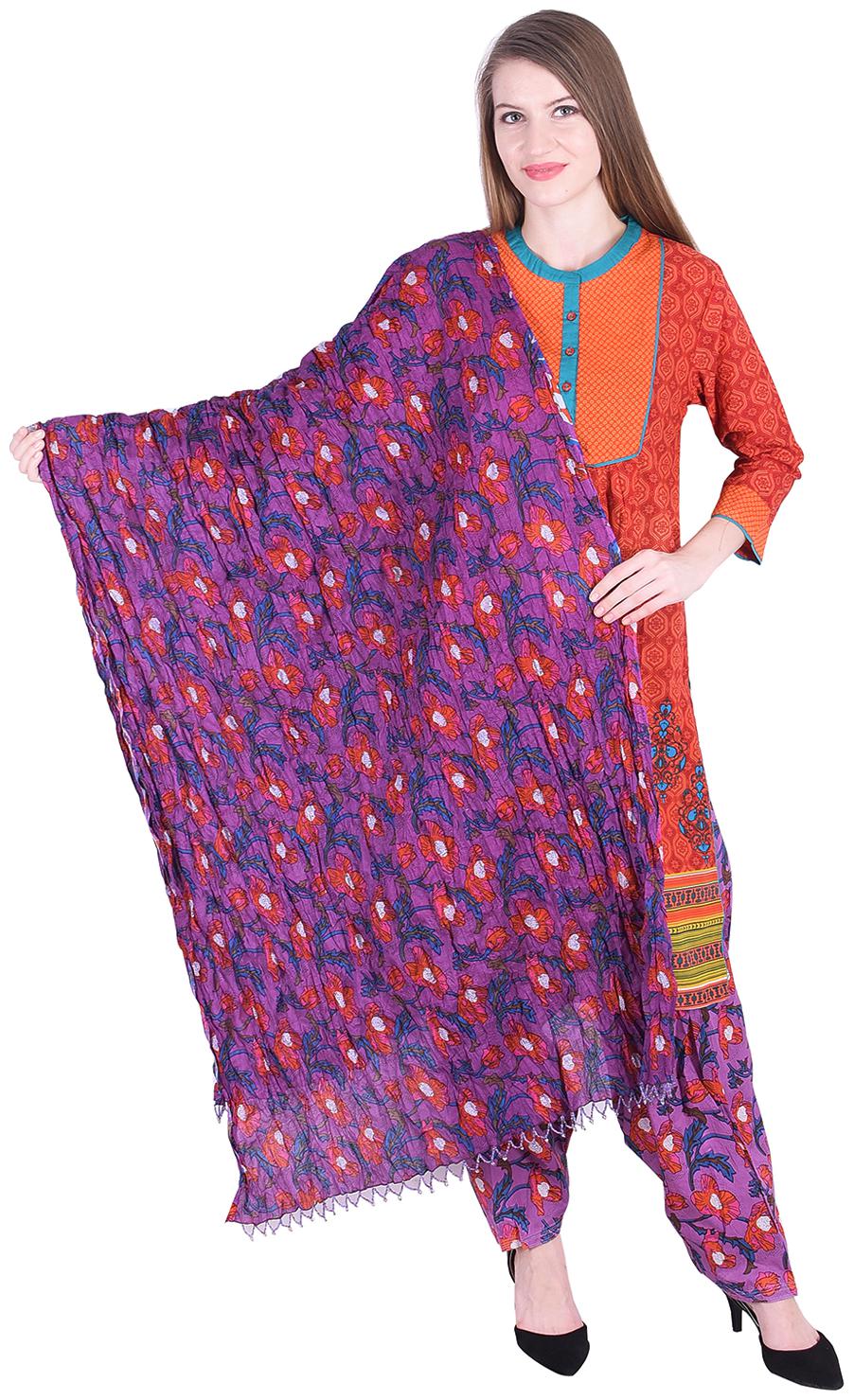 

NASCENCY Women Orange Printed Straight Kurti With Patiala And Dupatta