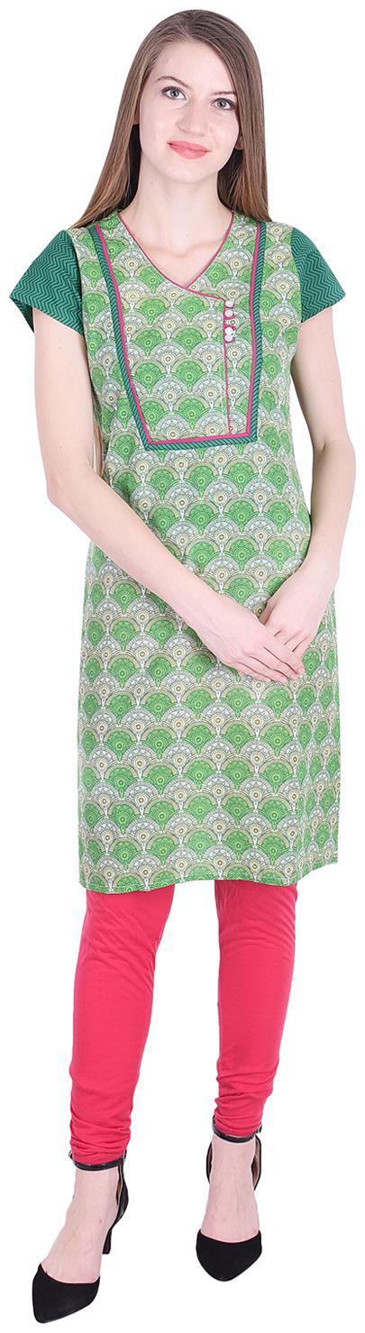 

NASCENCY Women Green Printed Straight Kurti