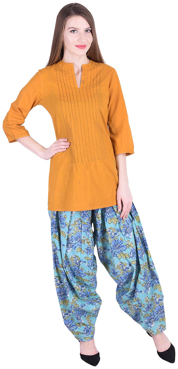 

NASCENCY Women Yellow Solid Straight Kurti With Patiala