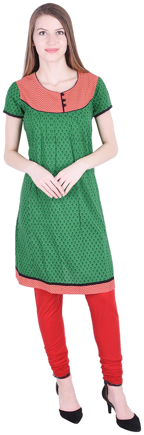 

NASCENCY Women Green Printed Straight Kurti